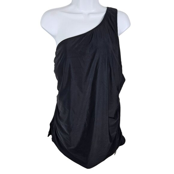Tempt Me Womens One Shoulder Black Swimsuit Set Plus Size 20W Beach Pool - Picture 4 of 10